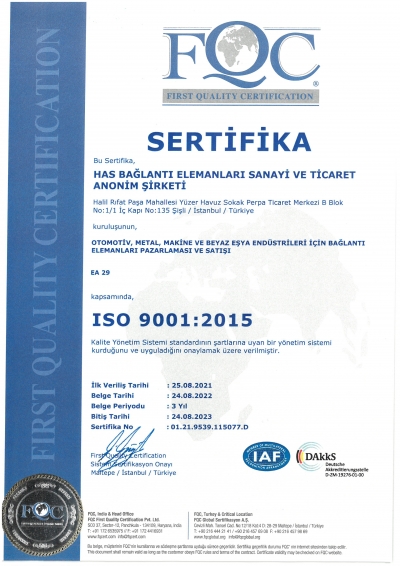ISO 9001 HAS BAĞLANTI